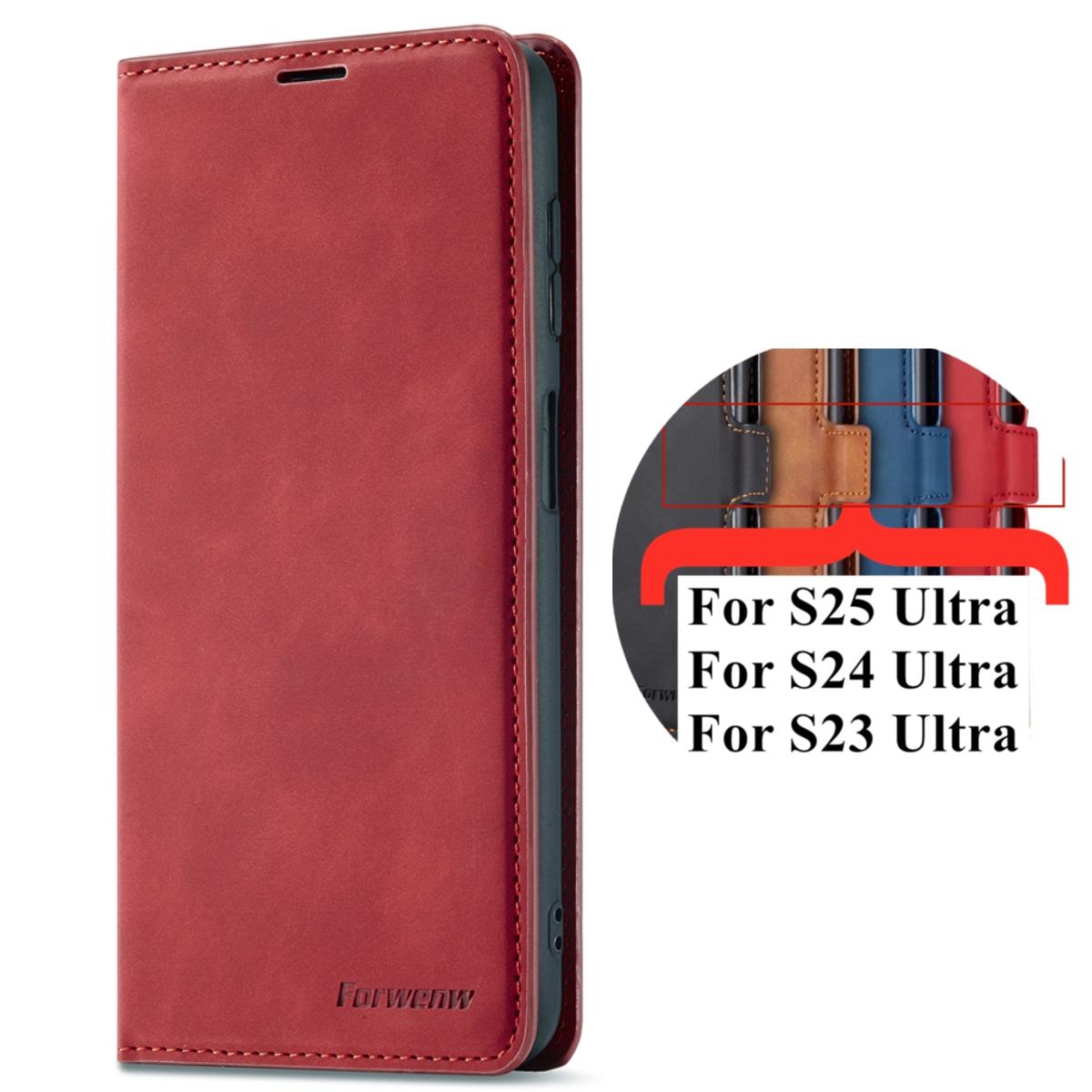 

Чехол-книжка из кожи для Samsung Galaxy S25 S24 Ultra S23 FE S22 Plus A16 A36 A56 A06 A15 A25 A35 A55 A05 A14 A34 A54 Galaxy S25 Plus красный