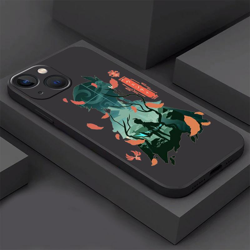 Pouzdro Pro Apple iPhone 14 13 11 12 Pro 7 XR X XS Max 8 Plus 6 6S SE 2022 13Pro Černé Měkké Telefon Funda Anime Genshin Impact Roztomilé