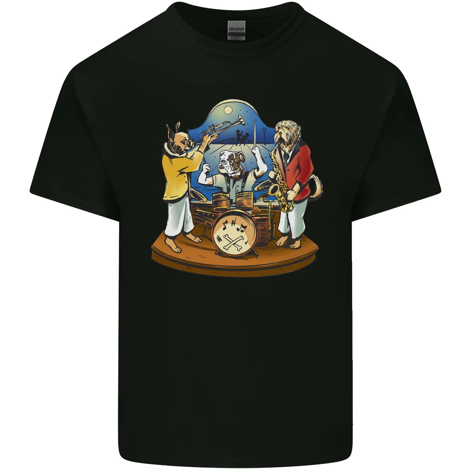 

A Dog Jazz Band Music Drums Trumpet Kids T-Shirt Childrens 2XL