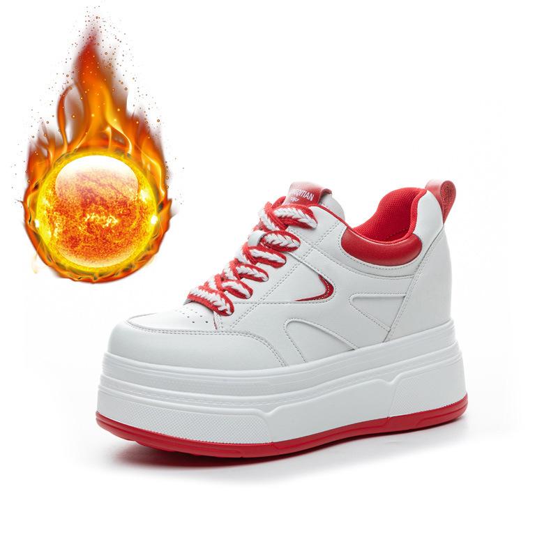 Autumn and winter women's shoes new muffin inner height increase white shoes short platform sports casual board shoes tide