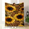 Vibrant Sunflowers & Leopard Print Design Flannel Blanket for Bedroom Living Room Sofa and Nap