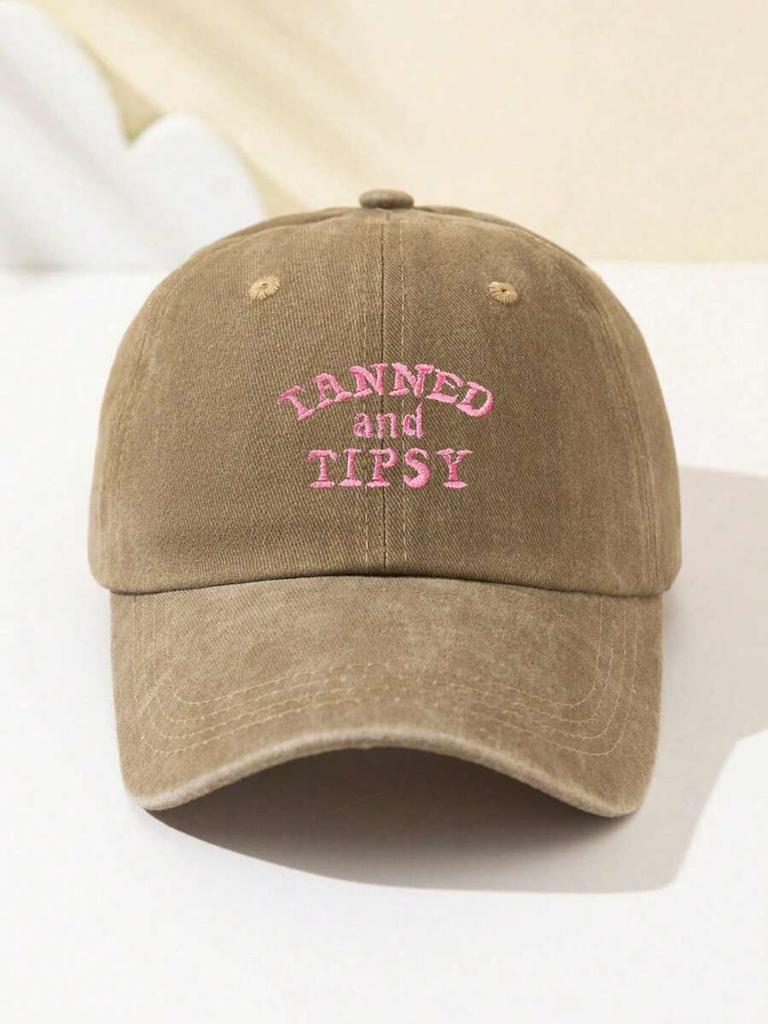 Tanned And Tipsy Embroidered Baseball Cap For Women Adjustable Breathable Outdoor Sun Hat