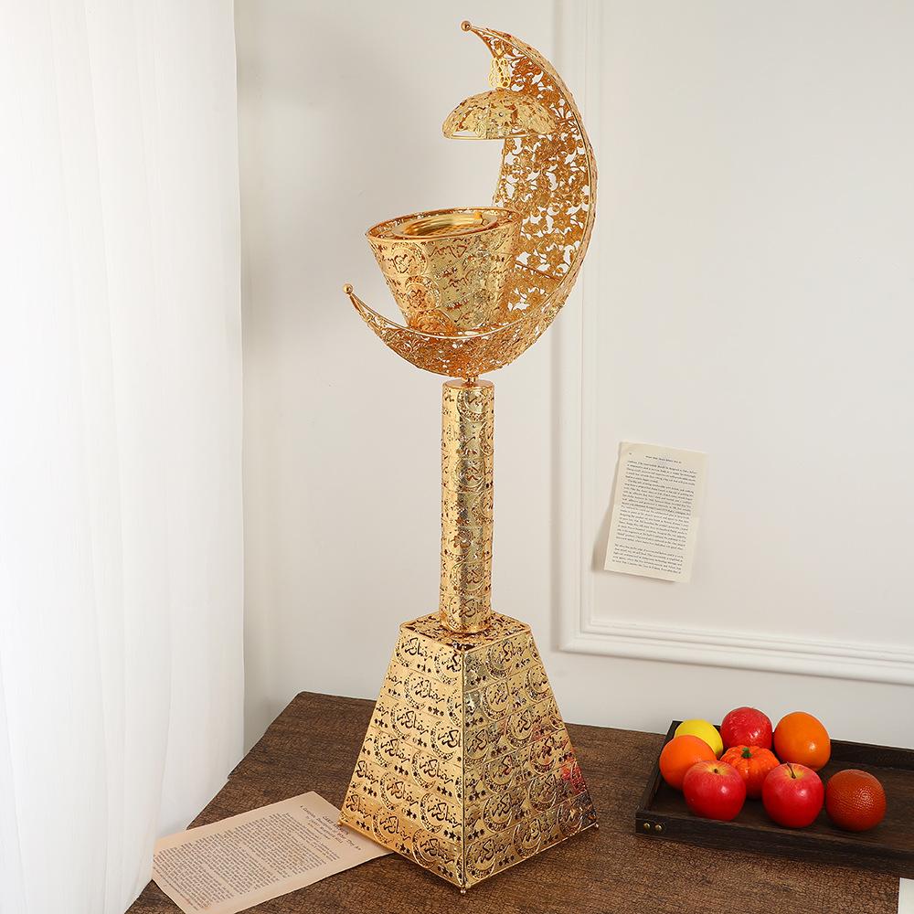 

Large Golden Metal Incense Burners Luxury Vertical Moon Shaped White Sage Cone Censer Exquisite Home Decoration Iron Ornaments