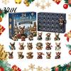 Bulldog Countdown Calendar French Advent Calendar, 24-Day Christmas Acrylic Ornament, Collectible Gift for Pet Owners Figurine Hanging Decor Tree, Dog