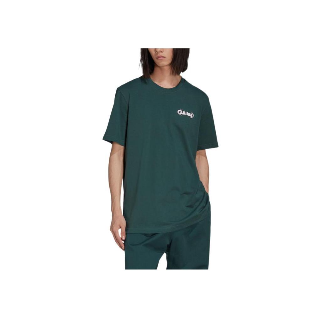 Adidas Originals Trefoil Print Crew Neck Short Sleeve T-Shirt Men Tops Mineral-Green HL9246