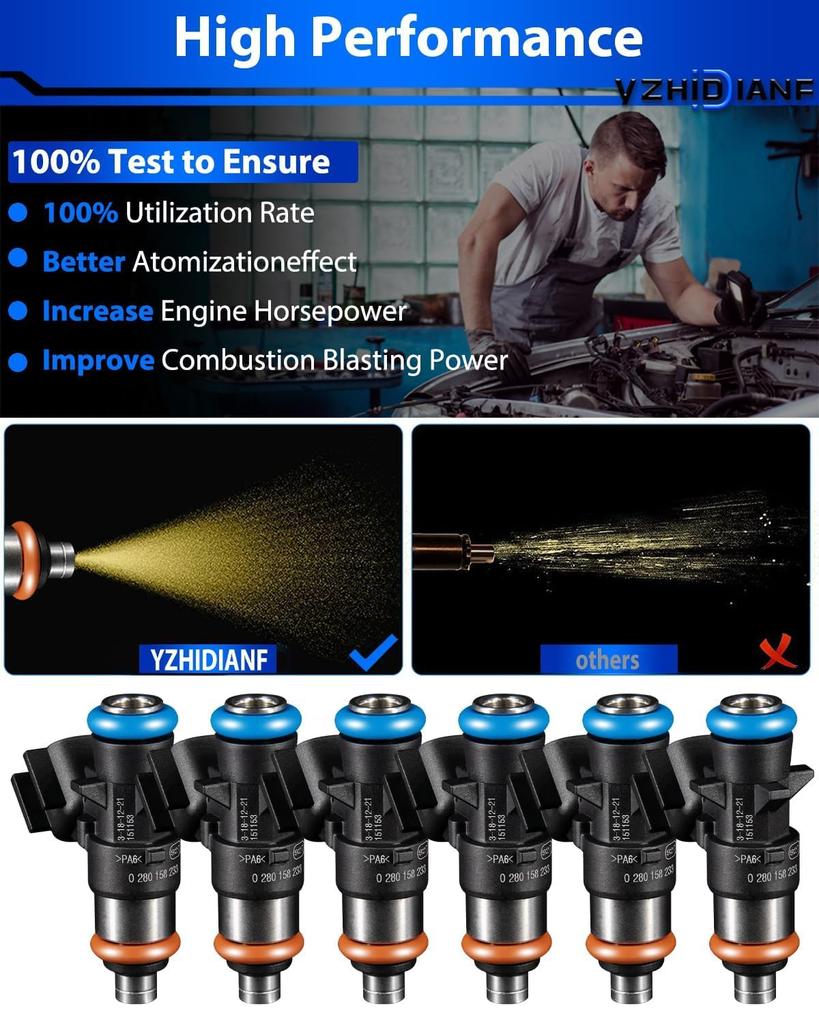 YZHIDIANF Fuel Injector 0280158233 Fits: Ram 2014-2019 3.6L V6 Promaster 1500 2500 3500 For