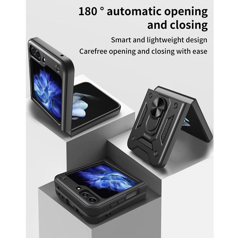 Armor Stoßfeste Hülle für Samsung Galaxy Z Flip 6 5 4 3 5G Hülle mit Ring Magnethalter Business Vollschutzhülle