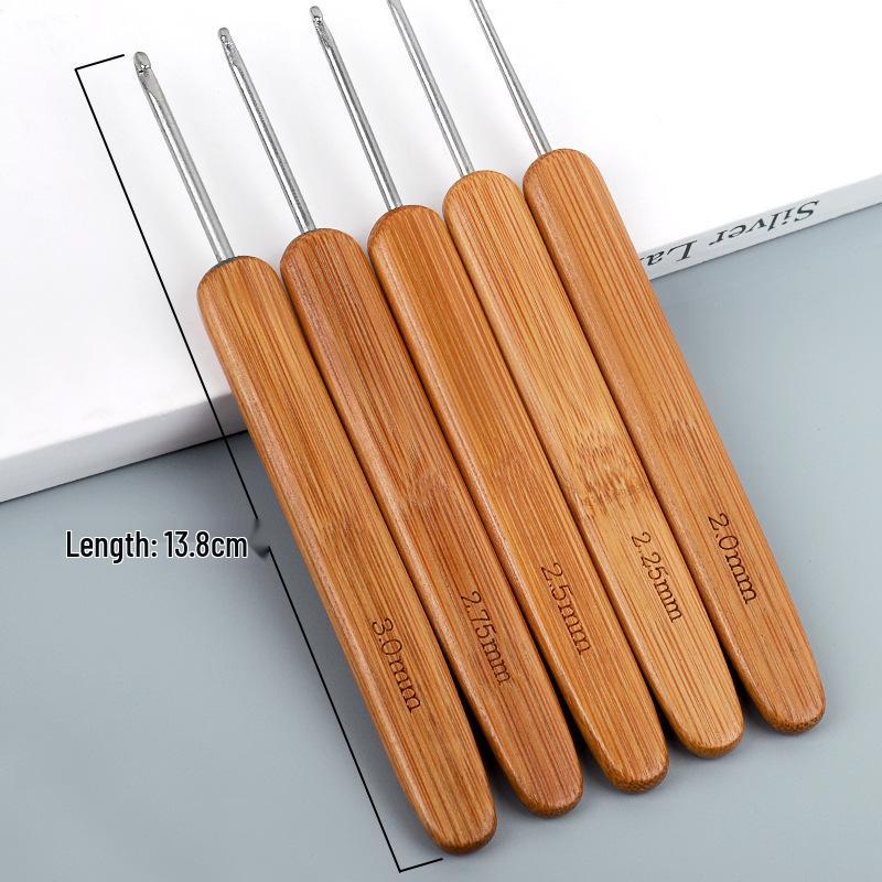 Carbonized Bamboo Handle Crochet Hook for Dreadlock Hair Extensions and Knitting