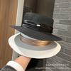 French Elegant Generous Flat Top Flat Brim Straw Hat Women's Spring and Summer Big Brim Sunshade Sun Protection Outdoor Travel Beach Sun Hat