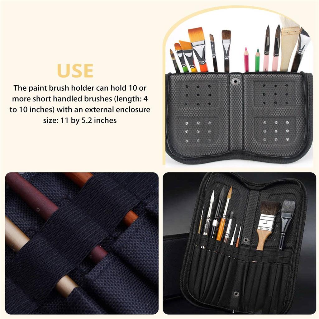 BHBL 38Cm Artist Paint Brush Holder Zippered Brush Case for Oil Acrylic Watercolor Brush Breathable Painting Kit