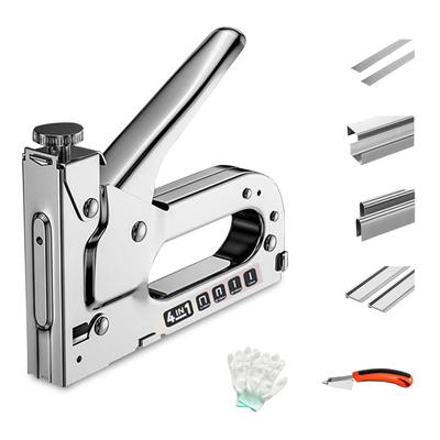 Grampeador de Pistola, Grampeador Manual, Grampeador e Grampeador Manual Potente, Grampeador de Cabos, Função de Travamento da Alça, 4 em 1, Inclui 4000 Grampos de Reposição, Removedor e J