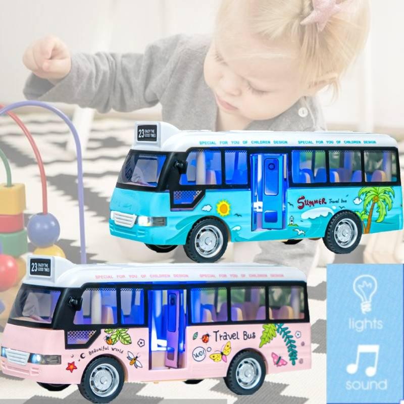 Vibrant Plastic Inertia Bus Toy With Flashing Lights And Music For Boys And Girls