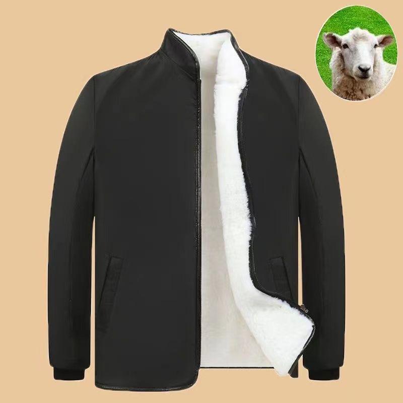 

Куртка из смесовой шерсти, имитирующая овчину: Теплый, Ветрозащитный и Стильный для Осени и Зимы 4XL (Weight 180-200 jin)