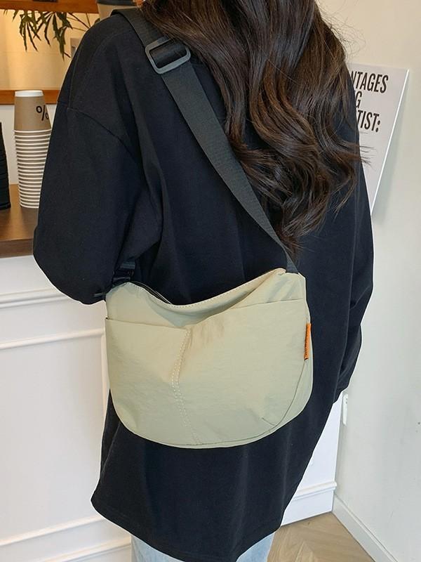Nylon Casual Crossbody Bag For Women With Zipper Closure And Internal Pocket