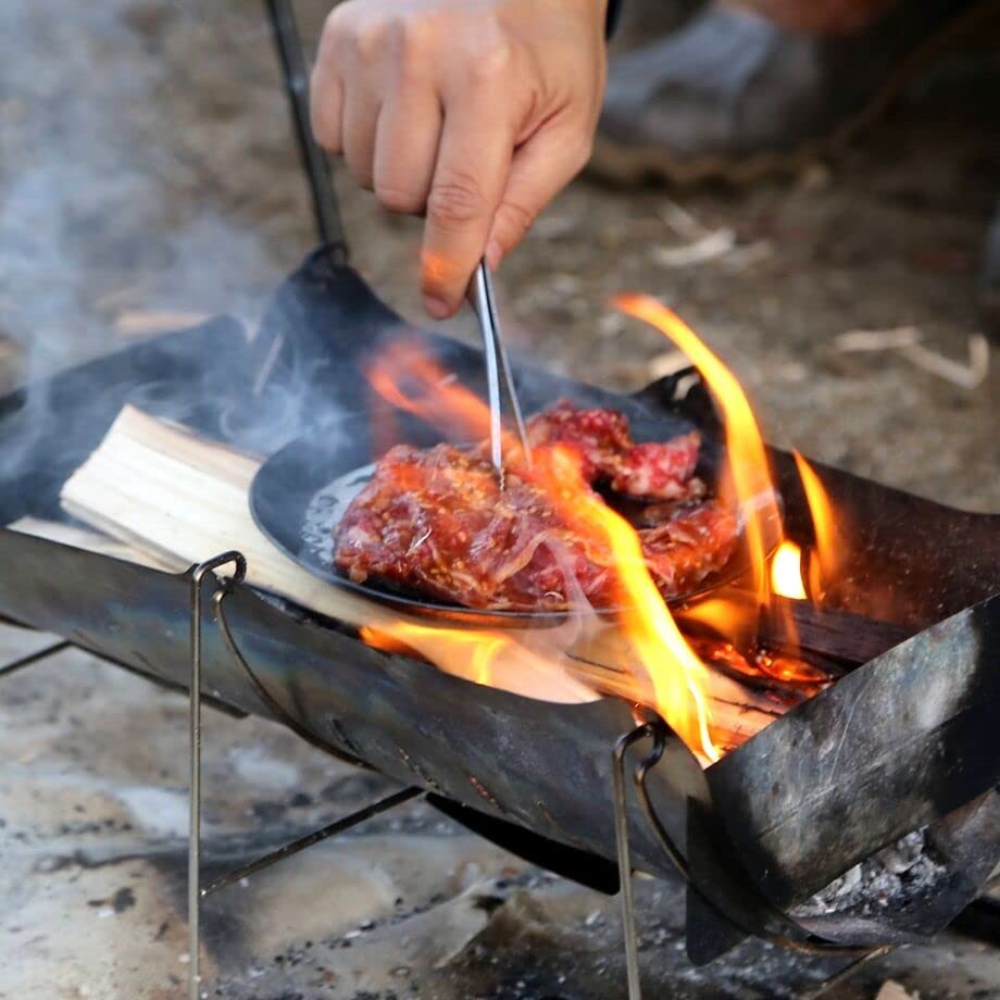 onegear pandish round iron perfect for rugged camping and solo black handmade by induction and campfire skillet (M) ultra-lightweight plate, camping,