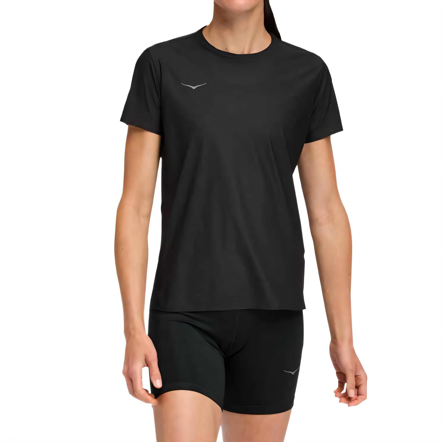 HOKA ONE ONE T Shirts Women s Black Crew Neck Moderate 1175774-BLK L