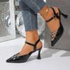 New Women's Sandals 2026 Stiletto Pointed Toe Rhinestone French Temperament Pump