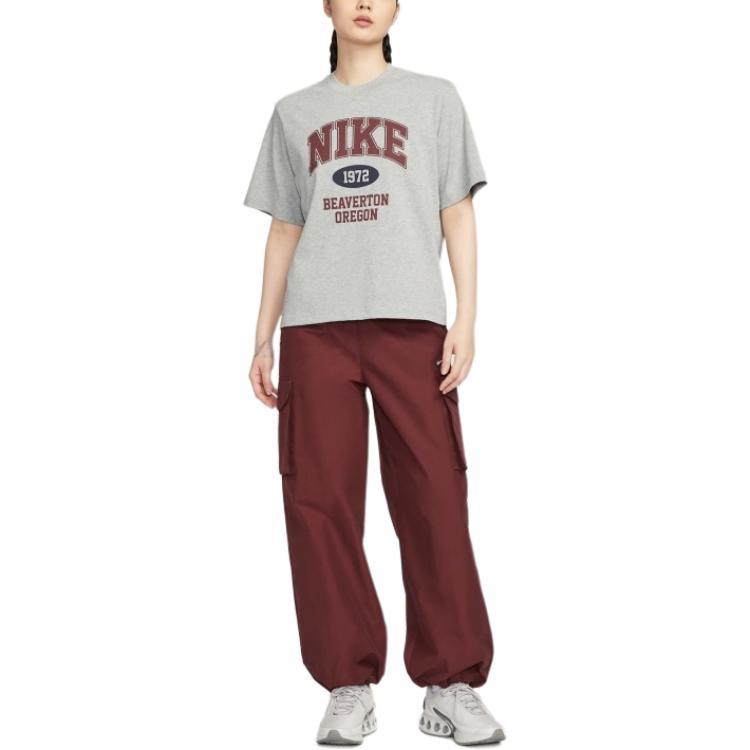 Nike Sportswear Casual Retro Short Sleeve Regular T-Shirt Women T-Shirts Gray IH0825063