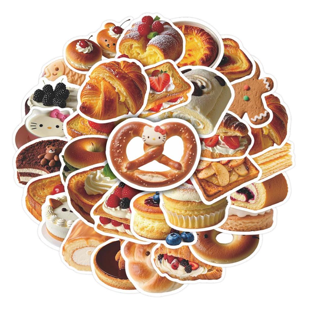 Waterproof Japanese-Style Food Stickers: 50PCS Dessert & Cake Decorations for Journals, Phone Cases & Helmets.