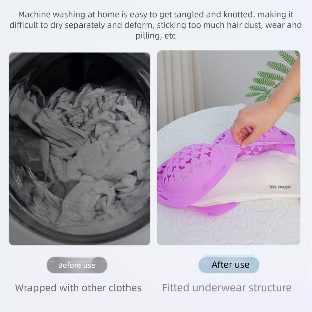 Anti-Squeeze Silicone Bra Laundry Bag Protective Anti-Deformation Bra Cleaning Cover with Hanging Hole Quickly Dry