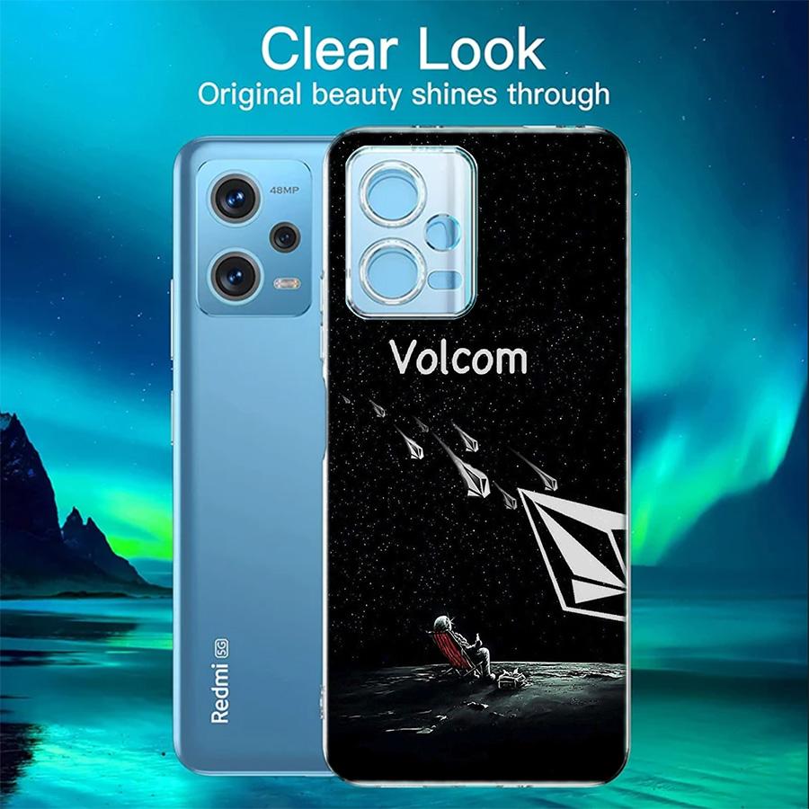 Coque de téléphone avec logo Volcom pour Redmi 12 13C 12C 15C 9 10 10C Note 13 Pro Plus 14 15 Pro 9T 9C 9A Housse souple en TPU Coques transparentes pour téléphone Sho