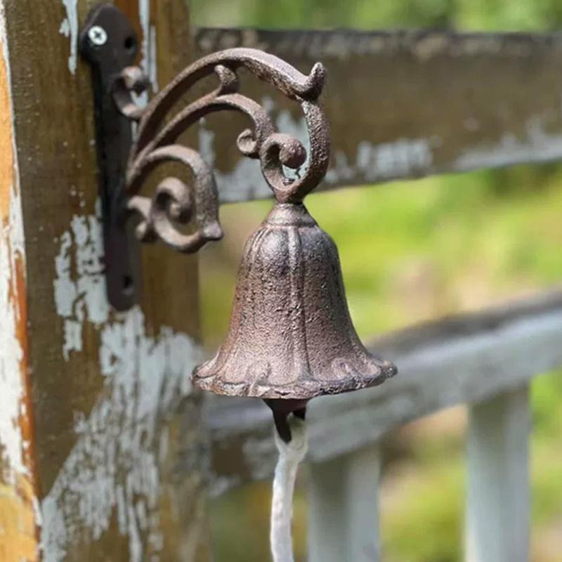 WTEMPO 1PC Retro Rustic Style Metal Outdoor Courtyard Plank Wall Decoration Flower Shaped Door Bell, Welcome Home Door Bell