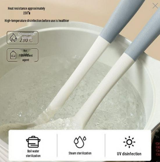 Graues & Weißes Silikon Küchenutensilien-Set: Hochtemperaturbeständig, Antihaft-Schaumlöffel, Pfannenwender & Suppenlöffel