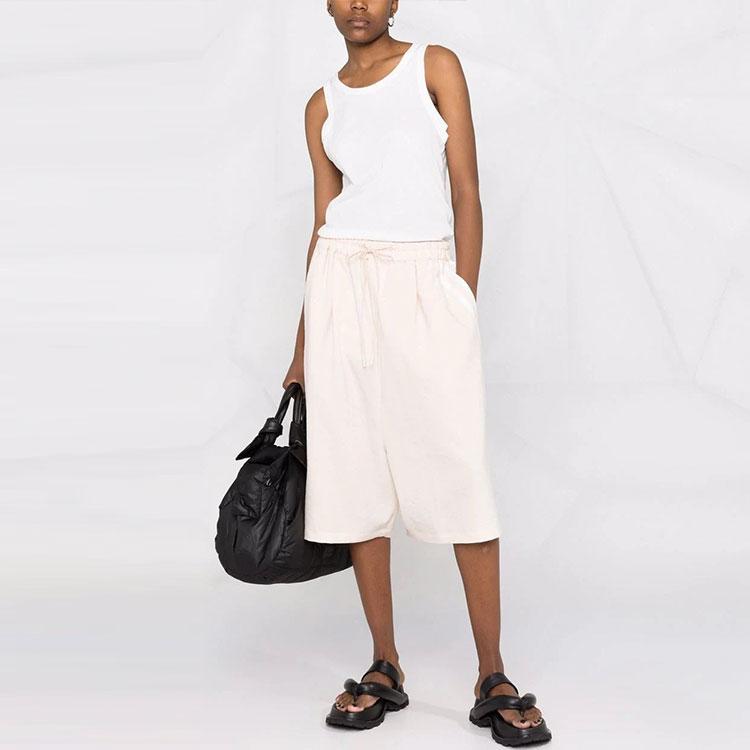 Y-3 Ss22 Three Stripe Wide Leg Drawstring Shorts Women Shorts Beige HG6118