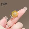 Sparkling Rhinestones Inlay Brooch Women Sunflower Bow Shape Lapel Decorative