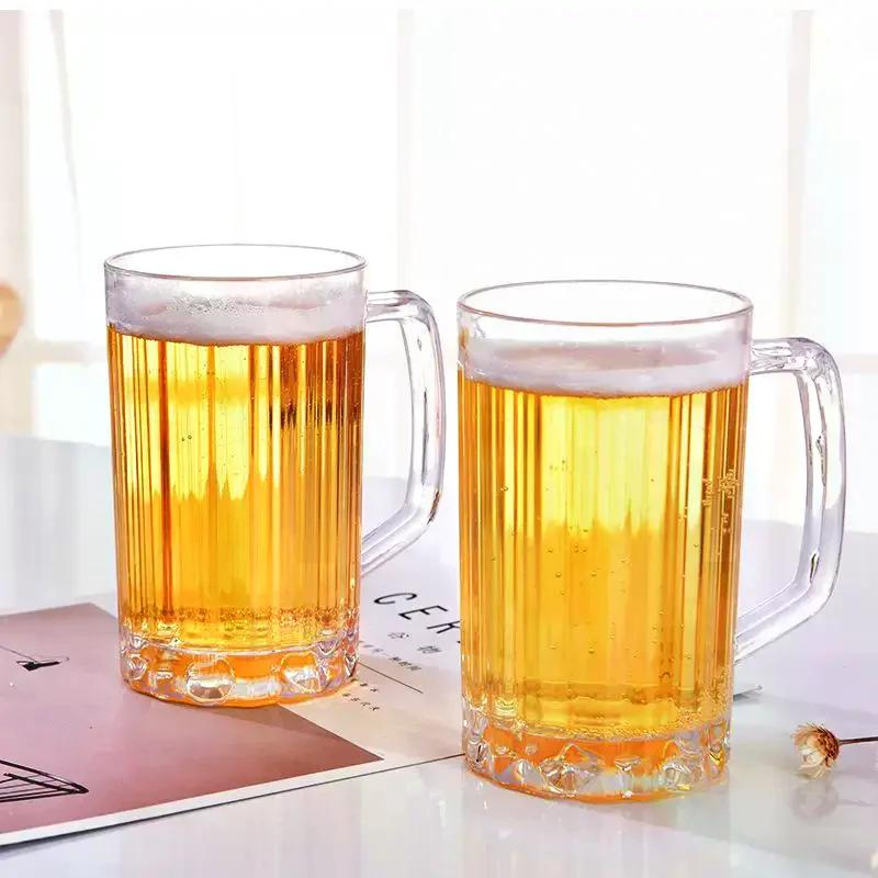 500ML Transparent Beer Mug Acrylic Plastic Unbreakable Milk Coffee Juice Water Cup Barware Drinkware For Home Party Bar Karaoke