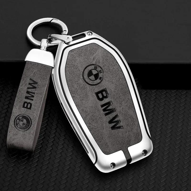 Hot 2025 Alloy Car Key Cover Protect Case Shell Leather Keychain For BMW G08 G38 G28 F52 G26 G02 G01 G07 G06 G05 IX3 F40 G30 G20