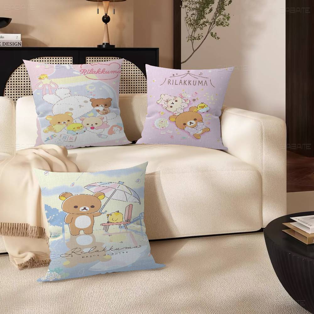 Anime Cute Cartoon RRilakkuma Cushion Cover Car Throw Pillow Case For Sofa Car Christmas Gift xcm xcm