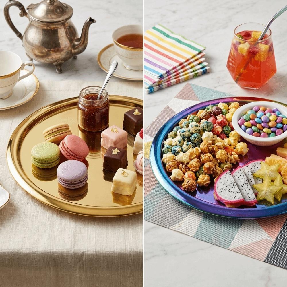 Round Dessert Dish Polished Storage Tray Multi Purpose Serving Plate Storage золотой