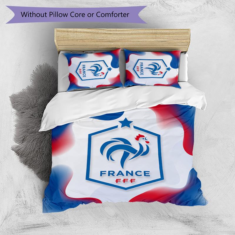 France Football Printed Bedding 3 Piece Set Cozy Breathable Bed Cover Set as Housewarming Holiday Gift