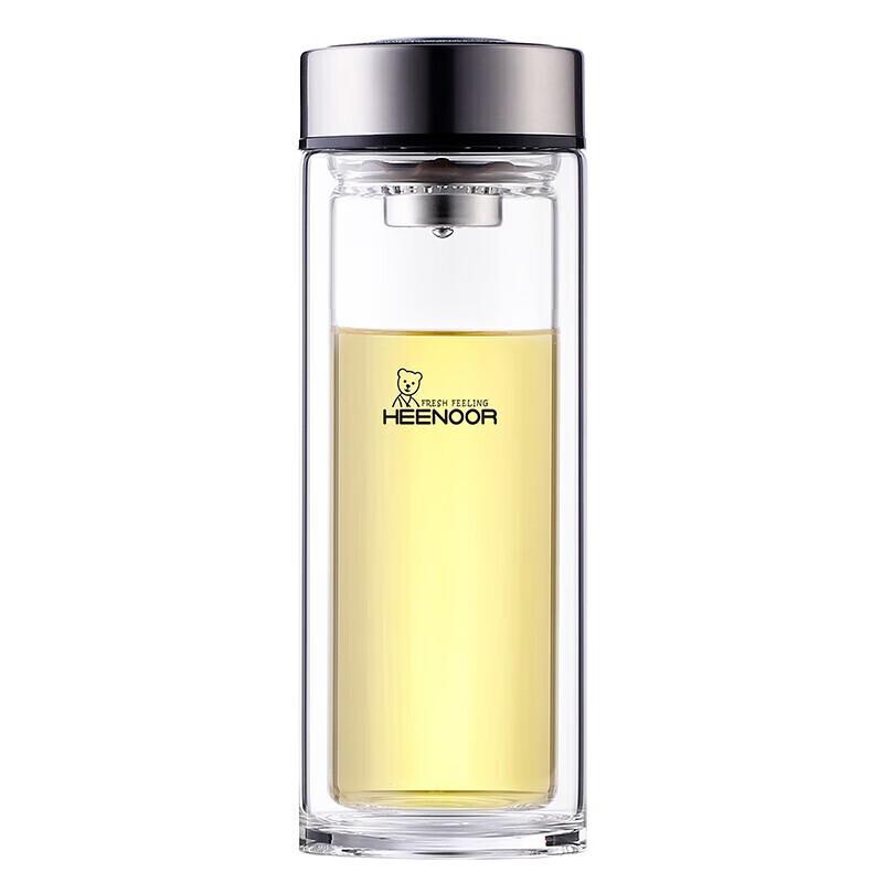 HEENOOR Double-Layer Glass Cup for Men, Home And Office Use, Tea Infuser Mug with Filter, Car Water Bottle XN-9301 265mL
