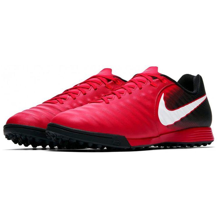 Nike TiempoX Ligera 6 Round Toe Lace-Up TF (Rubber Studs) Slip-Resistant Durable Soccer Shoes Men Sneaker Red Black 897766-616