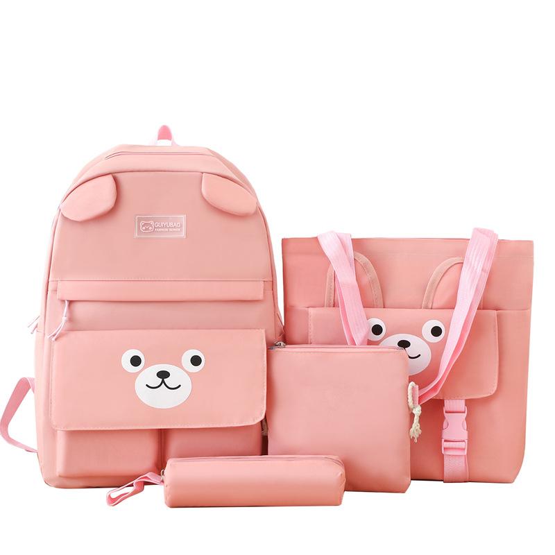 Large Capacity Little Bear Junior High School College Students' School Style Backpack Cartoon Casual Backpack Students' School Bag