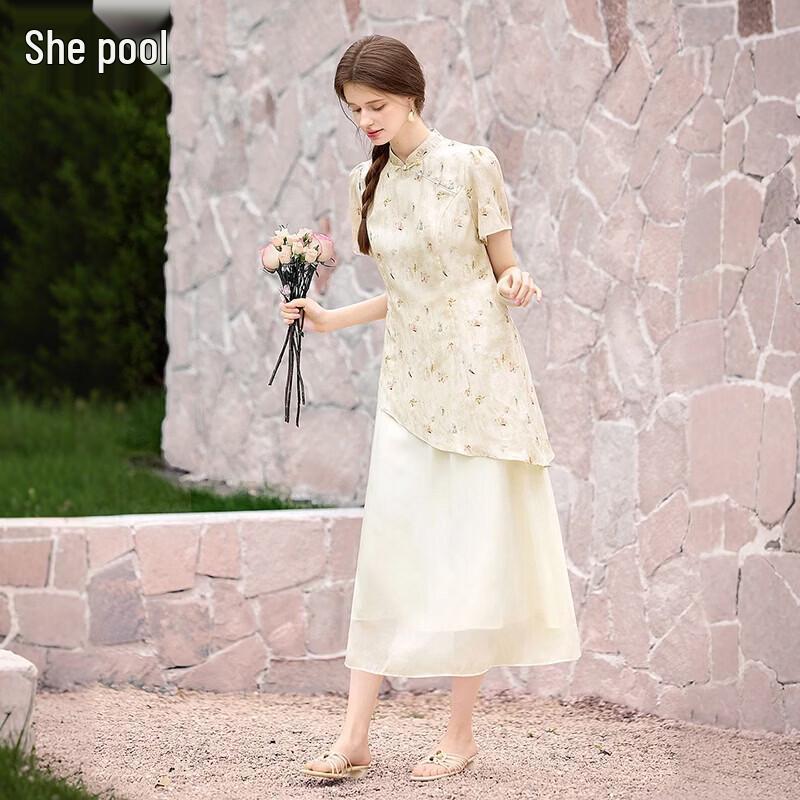 Women s Chinese Style Stand Collar A-Line Qipao Dress L