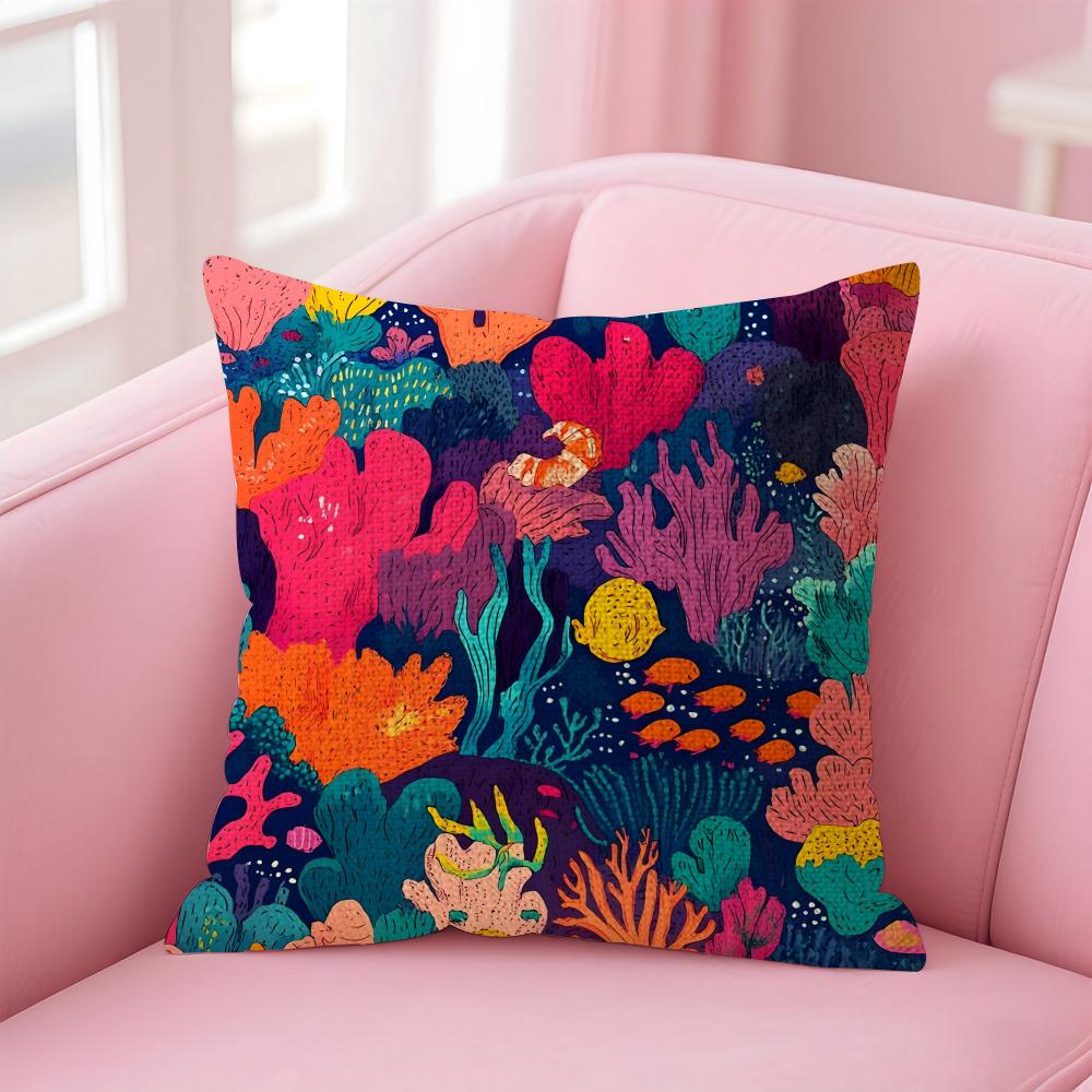 

Marine Life Fashion Cushion Cover Natural Linen Pillow Case DoubleSided Print Decorative Sofa Pillowcase Home Decor Gift 30x30cm