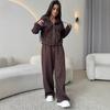 Women's 2-Piece Cotton Zip Up Hooded Sweatsuit Long Sleeve Pullover Jogger Set Casual Athletic Tracksuit