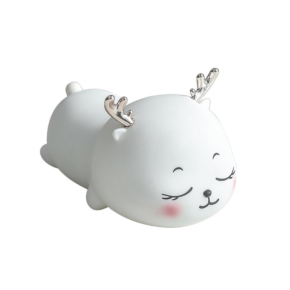 Cute Pet Deer Silicone Night Light USB Charging Pat Night Light Smart Timing Sleeping Bedroom Bedside Light Gift