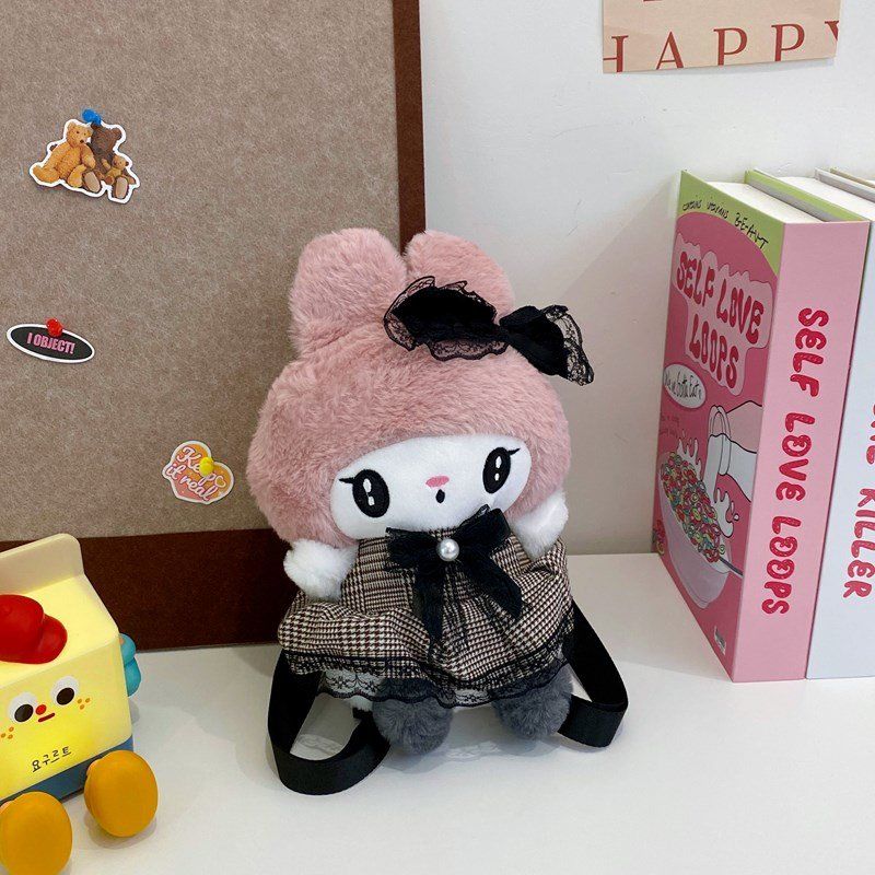 Officially Licensed Sanrio Kuromi My Melody Plush Backpack With Adjustable Strap For Girls Daily Use Birthday Holiday Gift