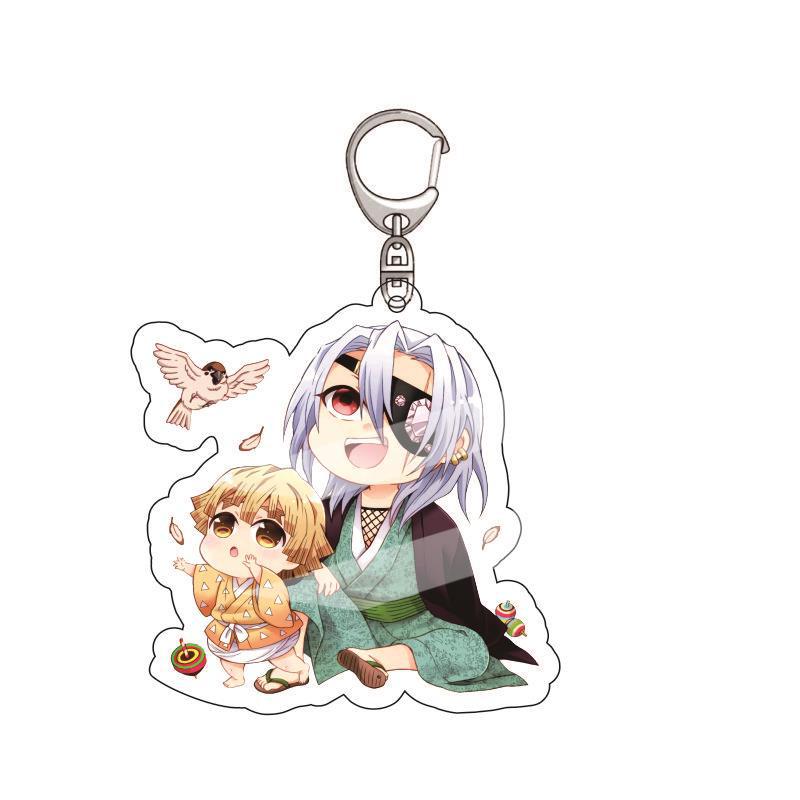 Anime Demon Slayer Acrylic Keychain Tanjiro Kamado Nezuko Zenitsu Agatsuma Inosuke Hashibira Pendant Charm 4PCS Collection Beautiful Gift