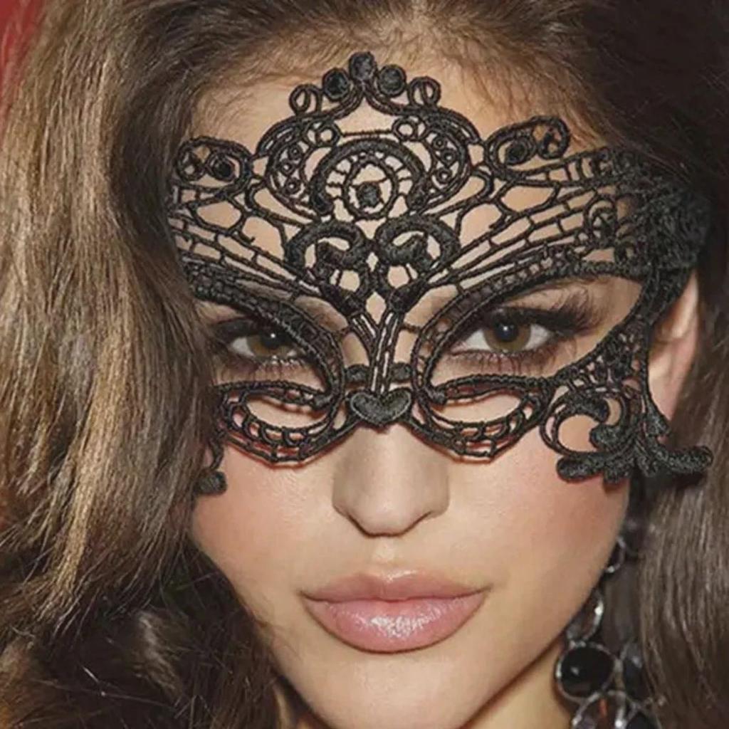 Xiyin Halloween-Halbmaske aus Spitze für Damen