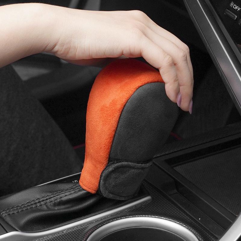XOWS7 Leather Car Gear Car Shift Lever Cover Car Gear Shift Knob Auto Styling for Skoda Octavia A5 A7 Fabia 1 Superb Kamiq Rapid Yeti