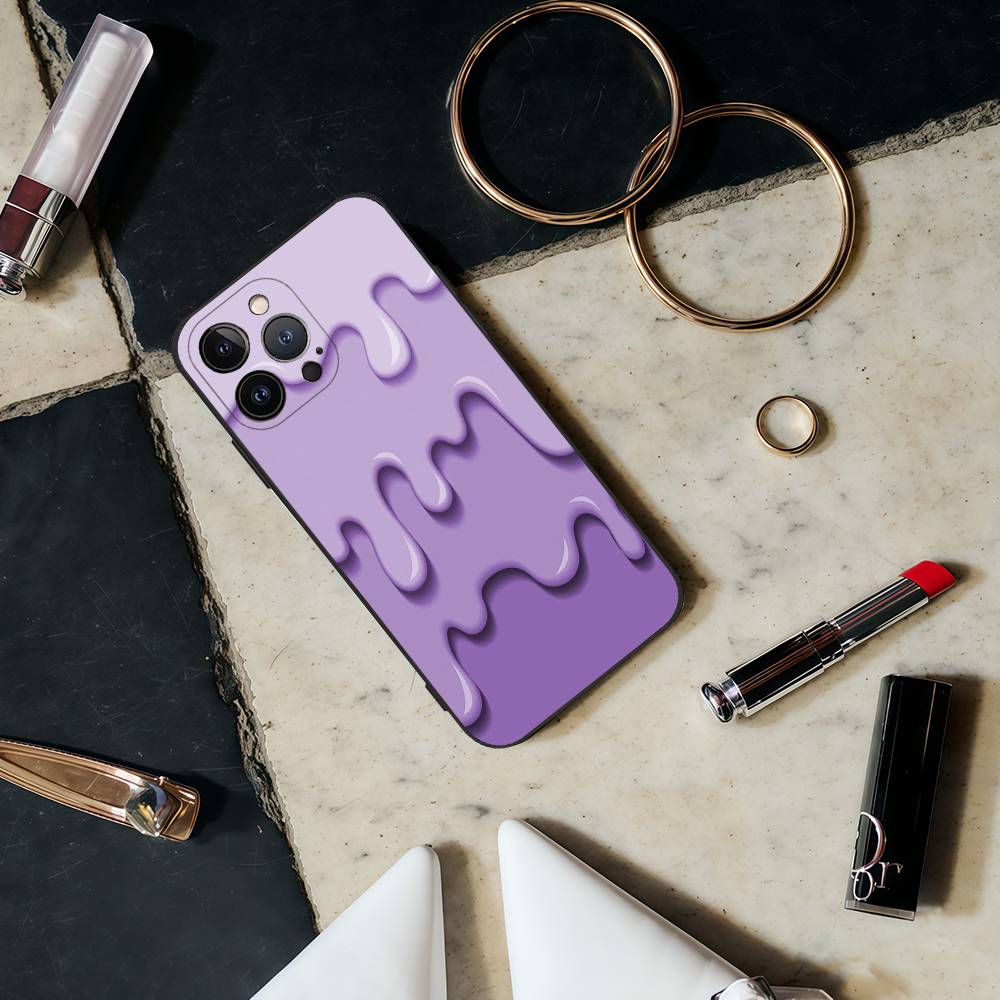 Purple Liquid Dripping Square Matte Silicone Case For Iphone17 Air 16 15 14 13 12 11 Pro Max Plus Matte Basic Cover Case