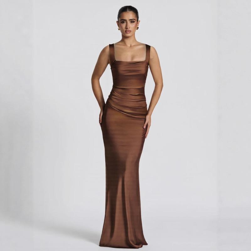 DZ European and American Style, Sexy Folds, High-end New Dress, Thin Suspender Temperament, Banquet Evening Dress, Long