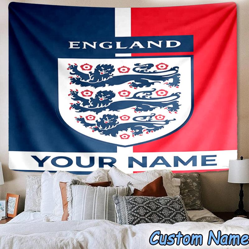 Custom Name England National Printed Tapestry, for Bedroom,Livingroom, dormitory, Large Wall Decor, Fabric Decor Fan Birthday Gifts