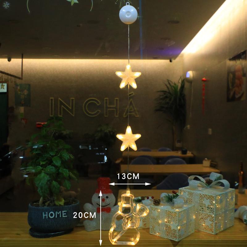 Christmas LED Suction Cup Lights: Creative String Lights for Windows, Curtains, Trees, Reindeer & Bells