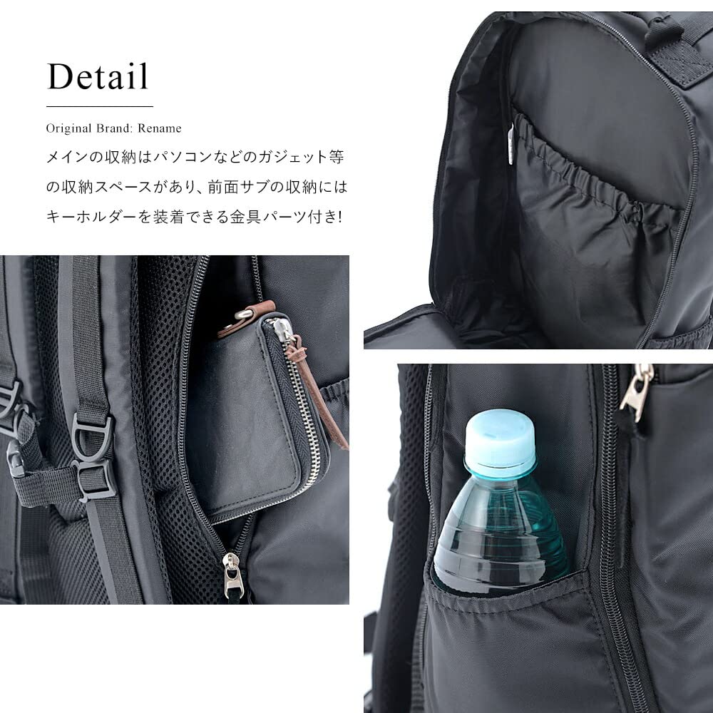 Rename Nylon Simple Black Double-Zip Backpack, Men's, Design,